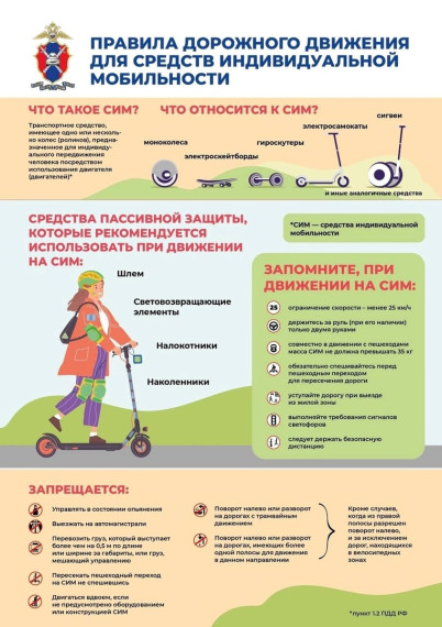 Сотрудники Госавтоинспекции напоминают о правилах вождения средств индивидуальной мобильности.